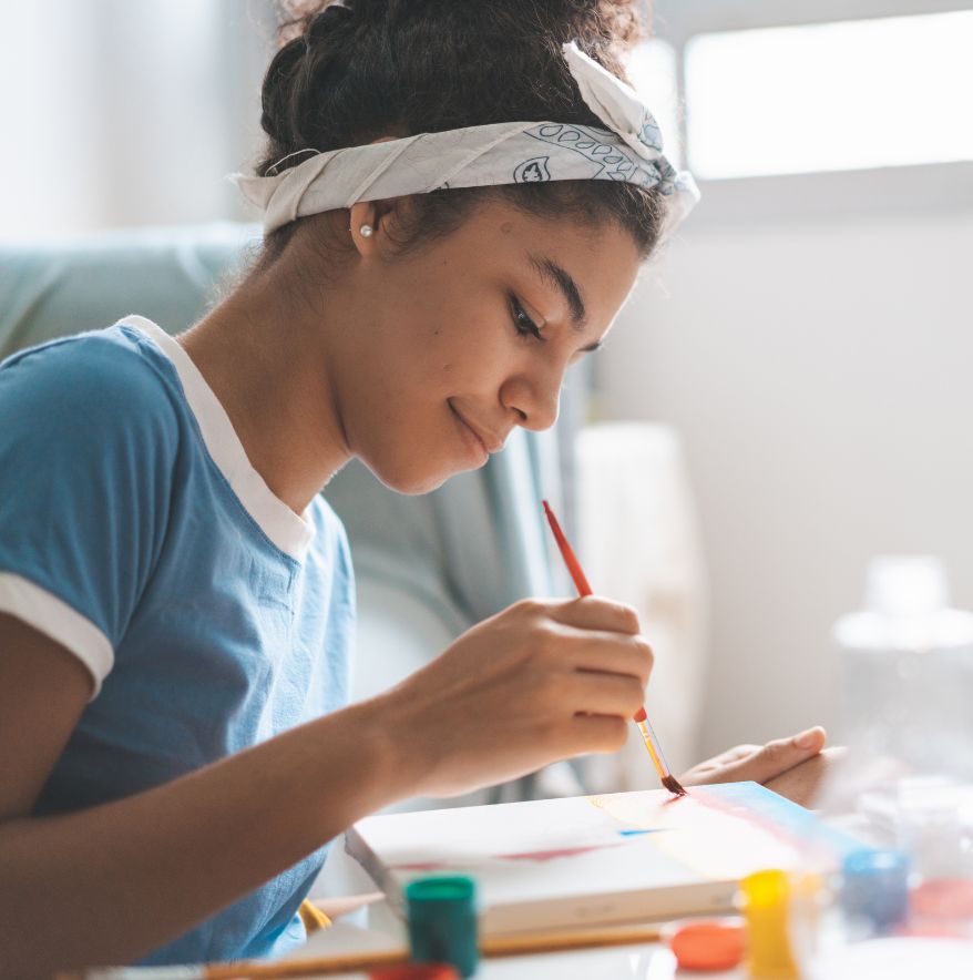 a girl painting